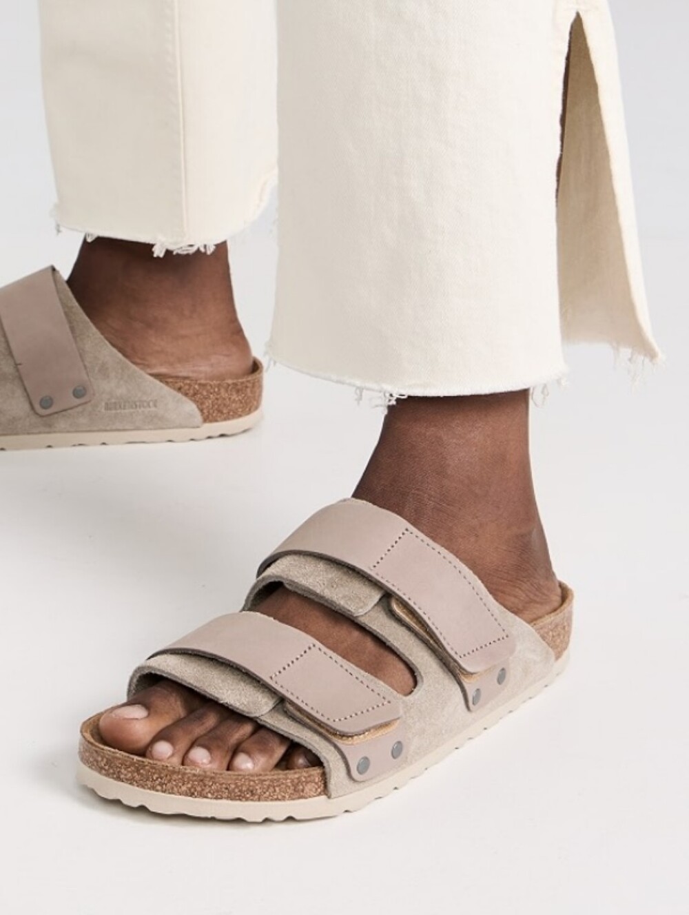 NWT Birkenstock Uji Nubuck Suede Leather Sandals in Taupe Gray